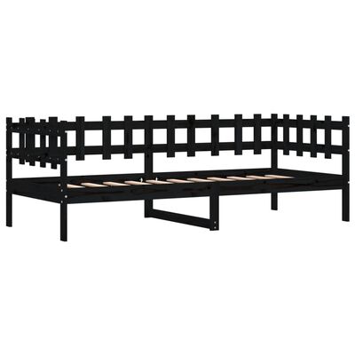 vidaXL Day Bed without Mattress Black 90x190 cm Single Solid Wood Pine