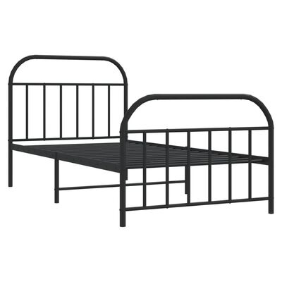 vidaXL Metal Bed Frame without Mattress with Footboard Black 100x200 cm