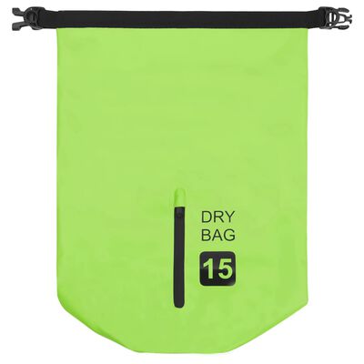 vidaXL Dry Bag with Zipper Green 15 L PVC