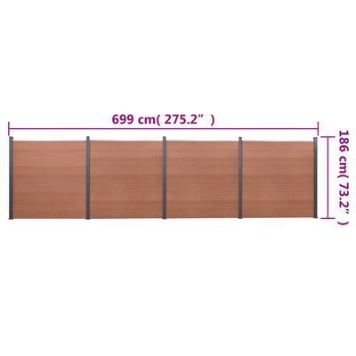 vidaXL Fence Panel Set Brown 699x186 cm WPC