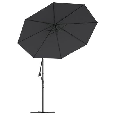 vidaXL Cantilever Garden Parasol with LED Lights and Steel Pole 300 cm Black