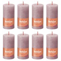 Bolsius Rustic Pillar Candles Shine 8 pcs 100x50 mm Ash Rose