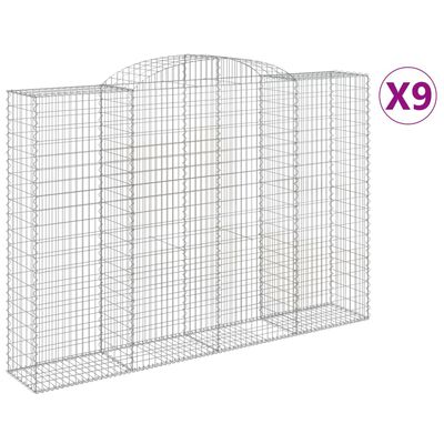 vidaXL Arched Gabion Baskets 9 pcs 300x50x200/220 cm Galvanised Iron