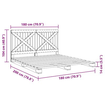 vidaXL Bed Frame without Mattress with Headboard 180x200 cm Super King Solid Wood