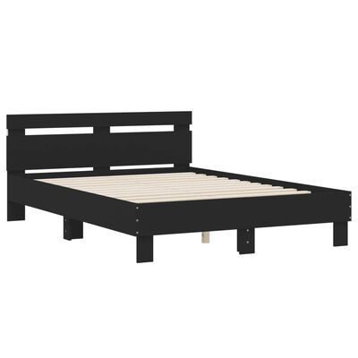 vidaXL Bed Frame with LED without Mattress Black 120x190 cm Small Double