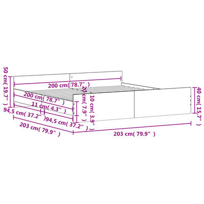 vidaXL Bed Frame without Mattress Grey Sonoma 200x200 cm