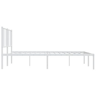 vidaXL Metal Bed Frame without Mattress with Headboard White 183x213 cm