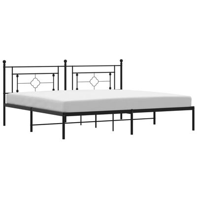 vidaXL Metal Bed Frame without Mattress with Headboard Black 193x203 cm