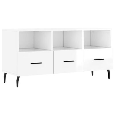 vidaXL TV Cabinet High Gloss White 102x36x50 cm Engineered Wood