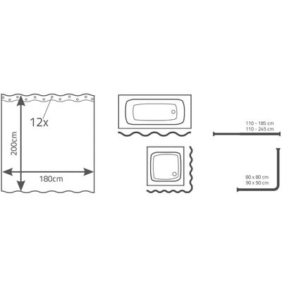 RIDDER Shower Curtain Bambus 180x200 cm