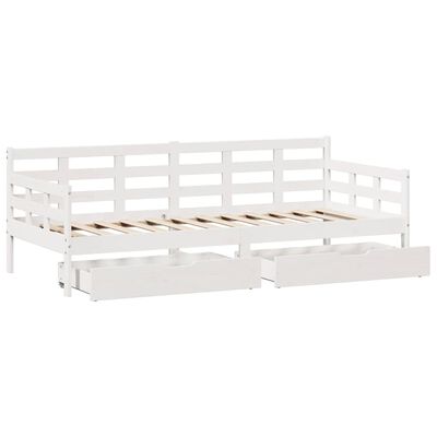 vidaXL Daybed with Drawers without Mattress White 80x200 cm Solid Wood