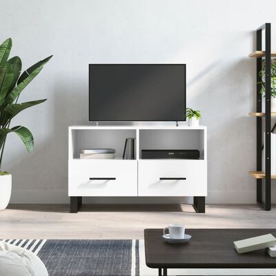 vidaXL TV Cabinet High Gloss White 80x36x50 cm Engineered Wood