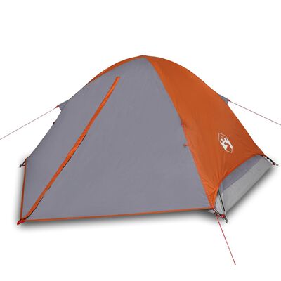 vidaXL Camping Tent Dome 2-Person Grey and Orange Waterproof