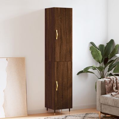 vidaXL Highboard Brown Oak 34.5x34x180 cm Engineered Wood