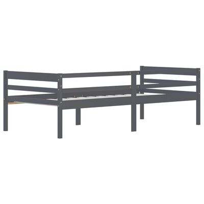 vidaXL Bed Frame without Mattress Dark Grey Solid Pinewood 90x200 cm