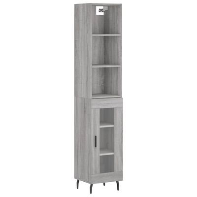 vidaXL Highboard Grey Sonoma 34.5x34x180 cm Engineered Wood