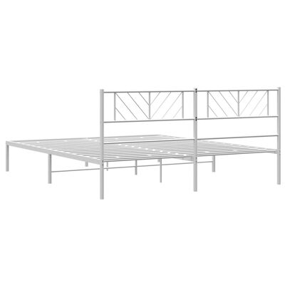 vidaXL Metal Bed Frame without Mattress with Headboard White 180x200 cm Super King