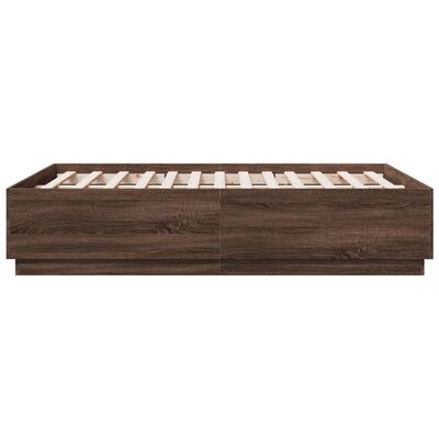 vidaXL Bed Frame with LED without Mattress Brown Oak 135x190 cm Double