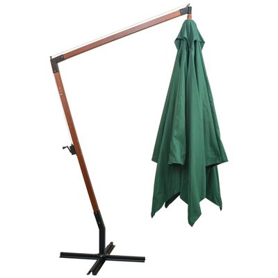 vidaXL Hanging Garden Parasol 300x300 cm Wooden Pole Green