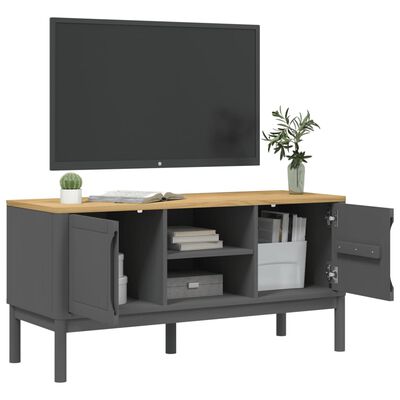 vidaXL TV Cabinet FLORO Grey 114x43x55 cm Solid Pine Wood