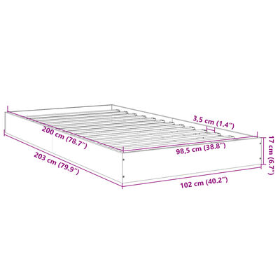 vidaXL Bed Frame without Mattress Sonoma Oak 100x200 cm Engineered Wood