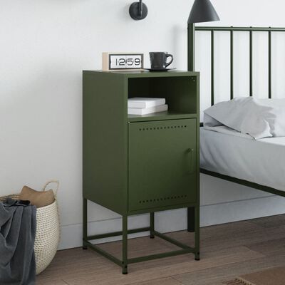 vidaXL Bedside Cabinet Olive Green 36x39x78 cm Steel