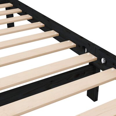 vidaXL Bed Frame without Mattress Black Solid Wood 140x190 cm (810066+814148)