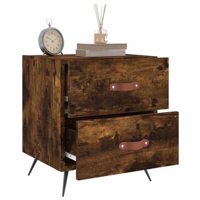 vidaXL Bedside Cabinet Smoked Oak 40x35x47.5 cm Engineered Wood