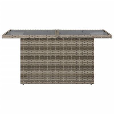 vidaXL Garden Table with Glass Top Grey 100x55x73 cm Poly Rattan