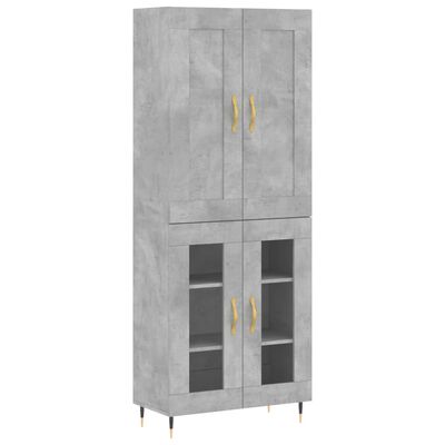 vidaXL Highboard Concrete Grey 69.5x34x180 cm Engineered Wood