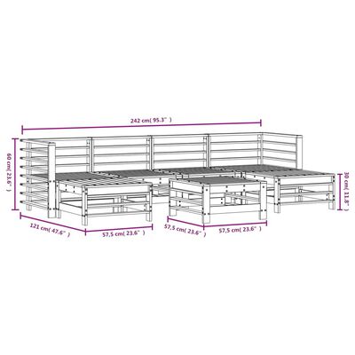 vidaXL 7 Piece Garden Lounge Set Impregnated Wood Pine