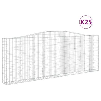 vidaXL Arched Gabion Baskets 25 pcs 400x30x140/160 cm Galvanised Iron