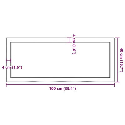 vidaXL Wall Shelf 100x40x(2-4) cm Untreated Solid Wood Oak