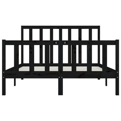 vidaXL Bed Frame without Mattress Black 150x200 cm King Size Solid Wood