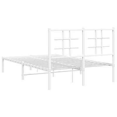 vidaXL Metal Bed Frame without Mattress with Headboard White 120x200 cm