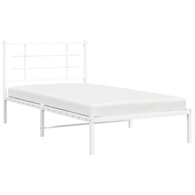 vidaXL Metal Bed Frame without Mattress with Headboard White 100x190 cm