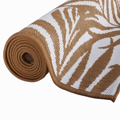 vidaXL Outdoor Rug Brown and White 80x150 cm Reversible Design