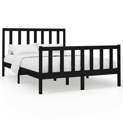 vidaXL Bed Frame without Mattress Black 160x200 cm Solid Wood Pine