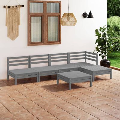 vidaXL 6 Piece Garden Lounge Set Solid Pinewood Grey