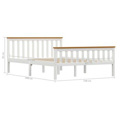 vidaXL Bed Frame without Mattress White Solid Pinewood 140x200 cm