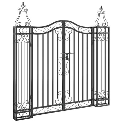 vidaXL Garden Gate Black 121x8x120 cm Wrought Iron