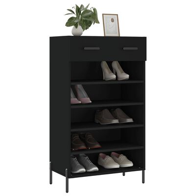 vidaXL Shoe Cabinet Black 60x35x105 cm Engineered Wood