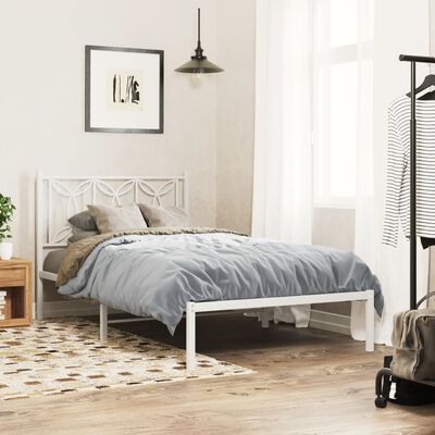 vidaXL Metal Bed Frame without Mattress with Headboard White 100x200 cm