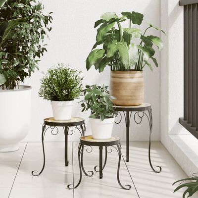 vidaXL Plant Stands 3 pcs Terracotta and White Ceramic