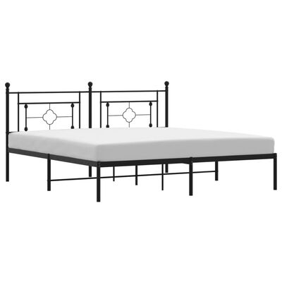 vidaXL Metal Bed Frame without Mattress with Headboard Black 183x213 cm