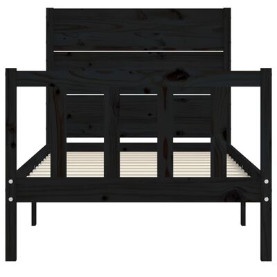 vidaXL Bed Frame without Mattress Black Single Solid Wood Pine