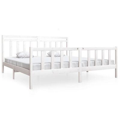 vidaXL Bed Frame without Mattress White Solid Wood 200x200 cm (810103+814115)