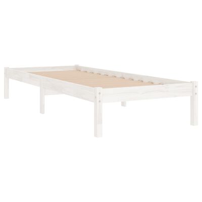 vidaXL Bed Frame without Mattress White Solid Wood 100x200 cm