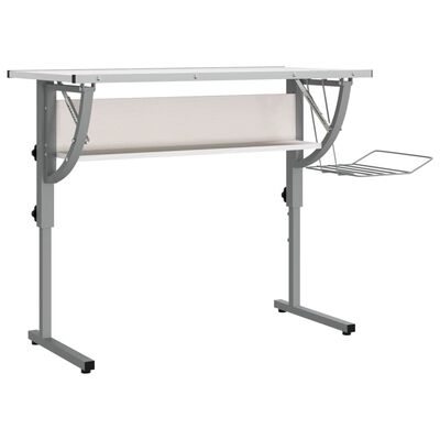 vidaXL Craft Desk White&Grey 110x53x(58-87) cm Engineered Wood&Steel