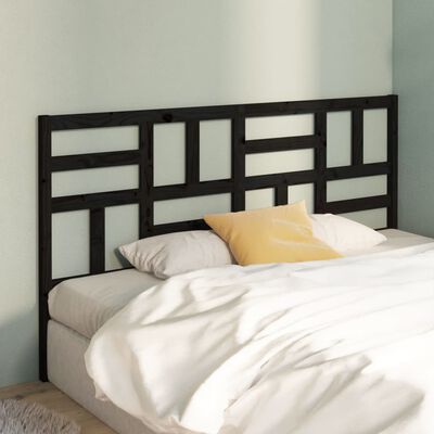 vidaXL Bed Headboard Black 206x4x104 cm Solid Wood Pine